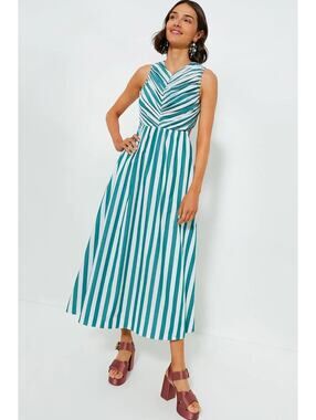 Hunter Bell Kathleen Dress in Emerald Stripe New Size 8